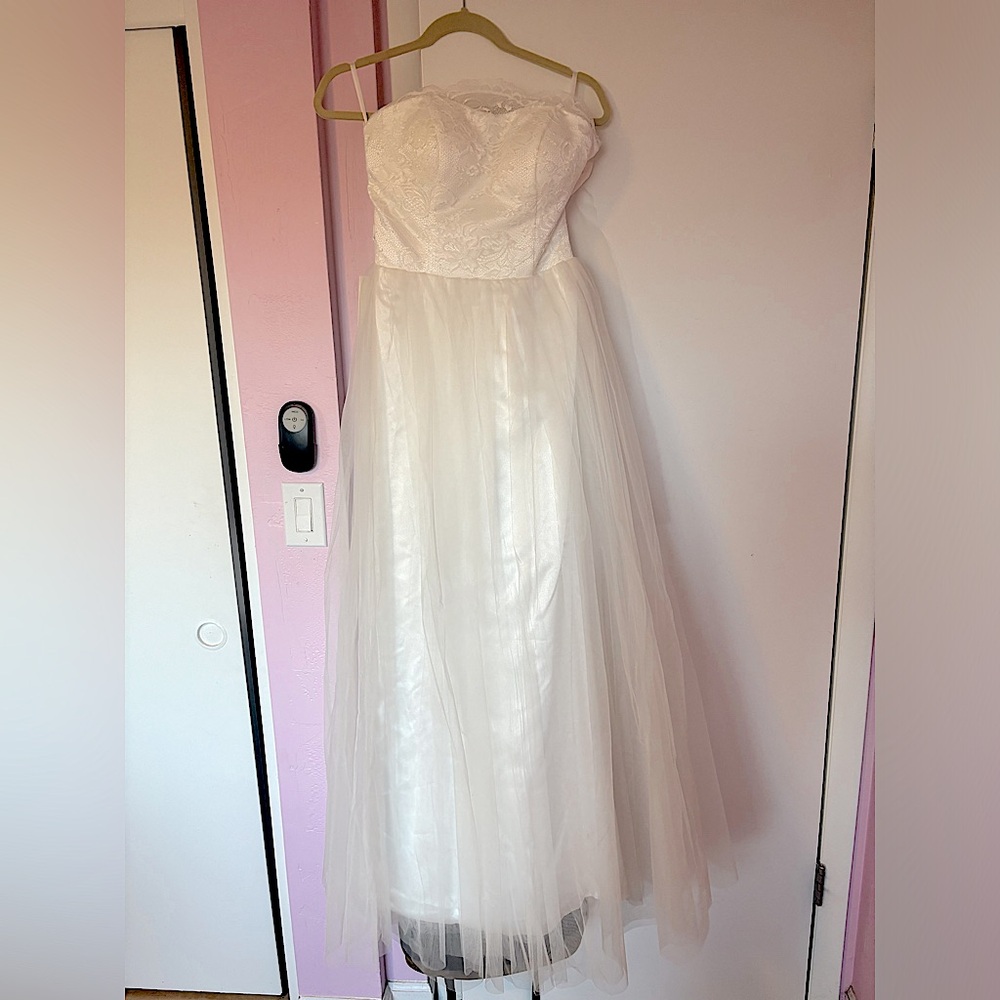 White Wedding Dress with wrap around lace